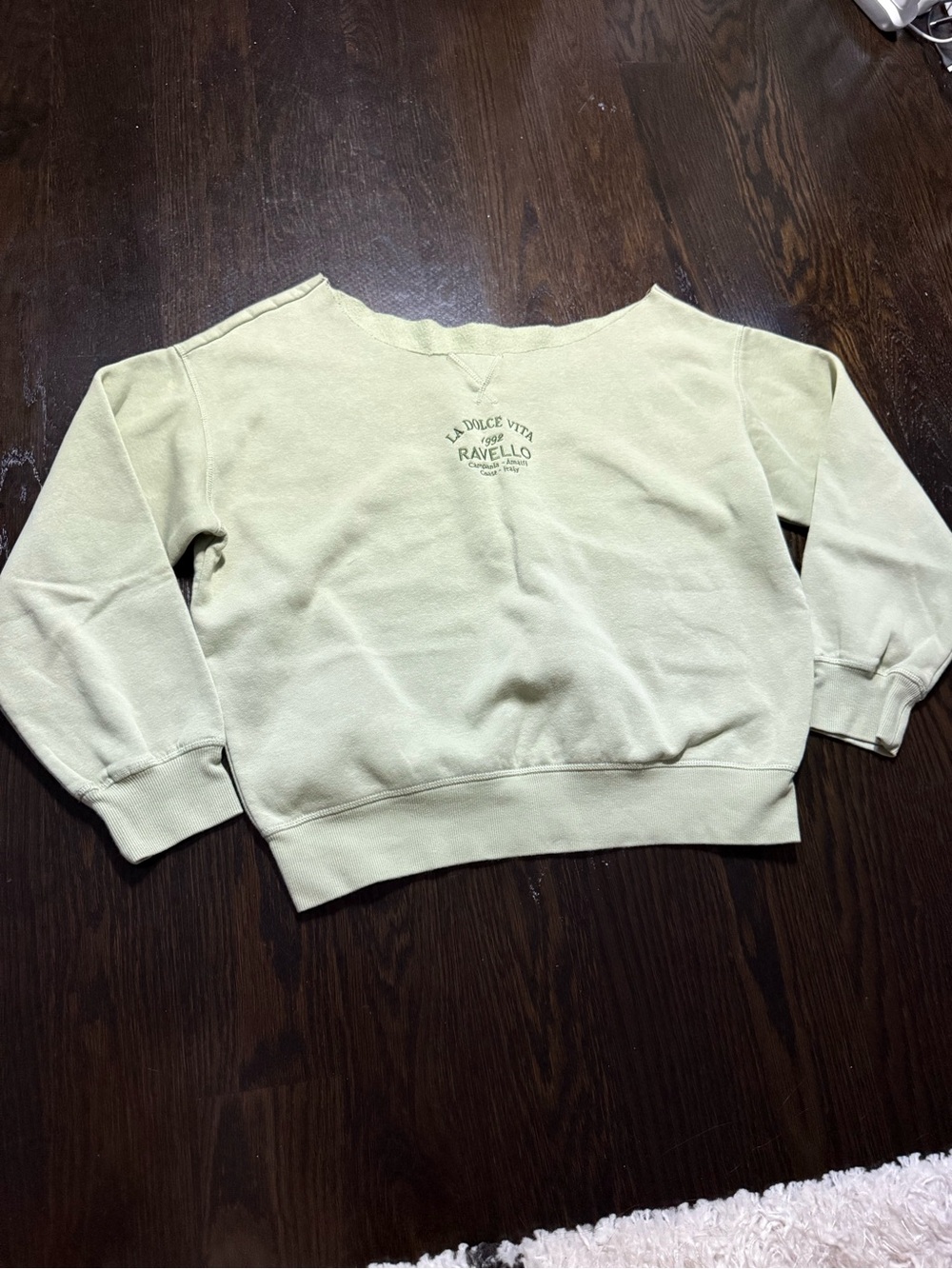 H&M Sage Green Pullover with Center Chest Graphic